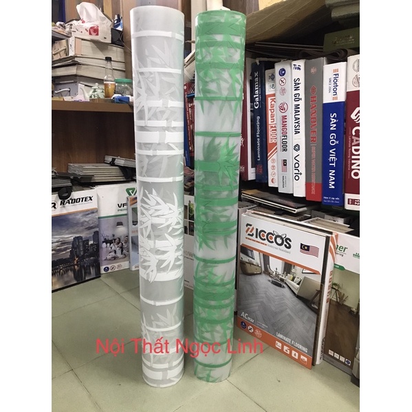 Giấy dán kính mờ cửa sổ, dán kính phong khách phòng ngủ trúc trúc trắng xanh