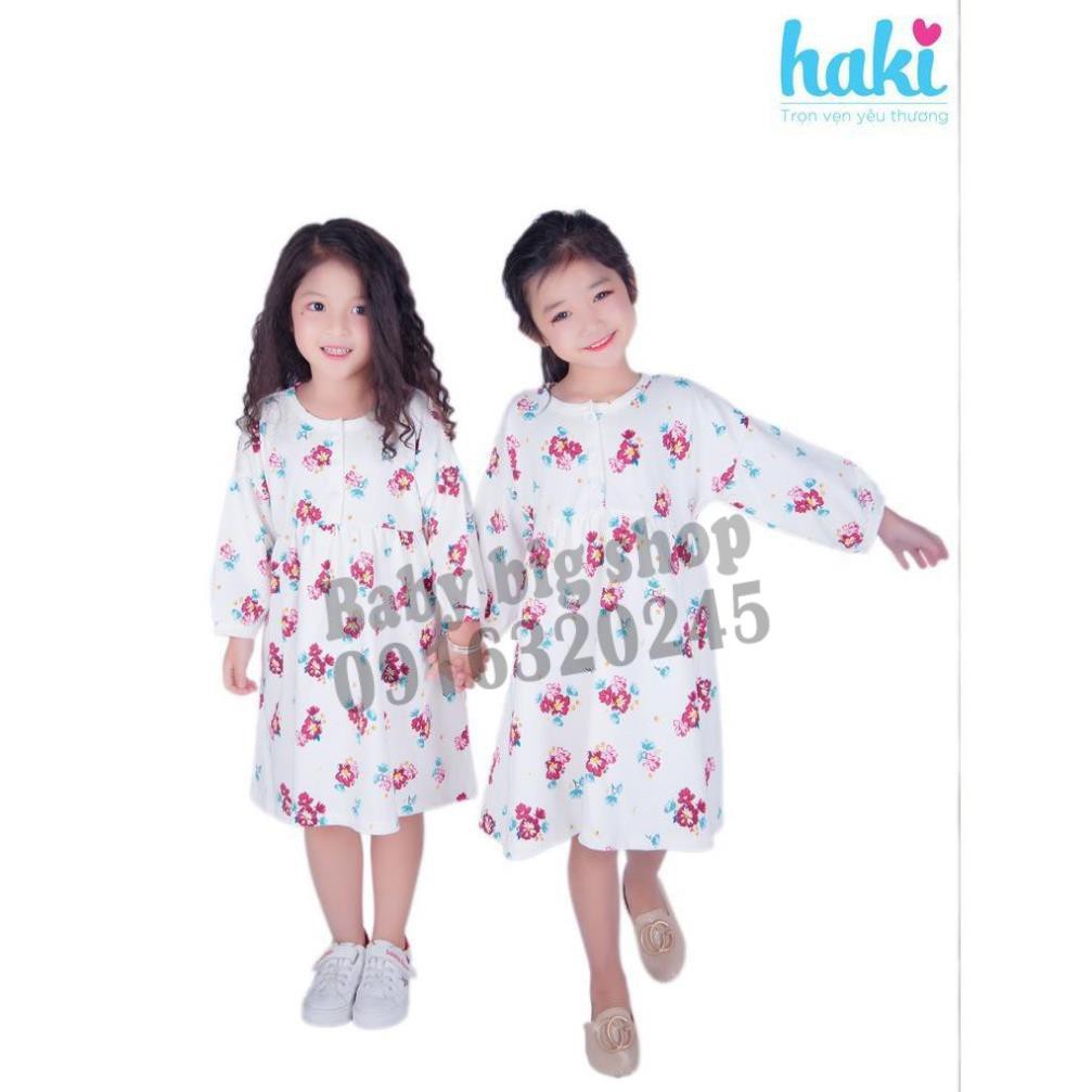 Đầm bé gái_Váy hoa tím Haki - hồng - trắng