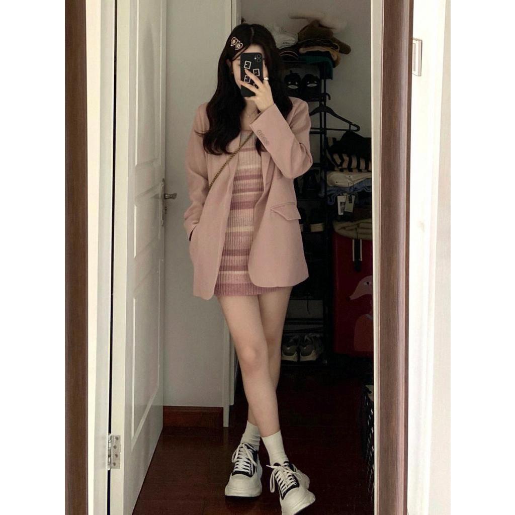 Váy Địu Dệt Kim / Áo blazer Hồng 68306