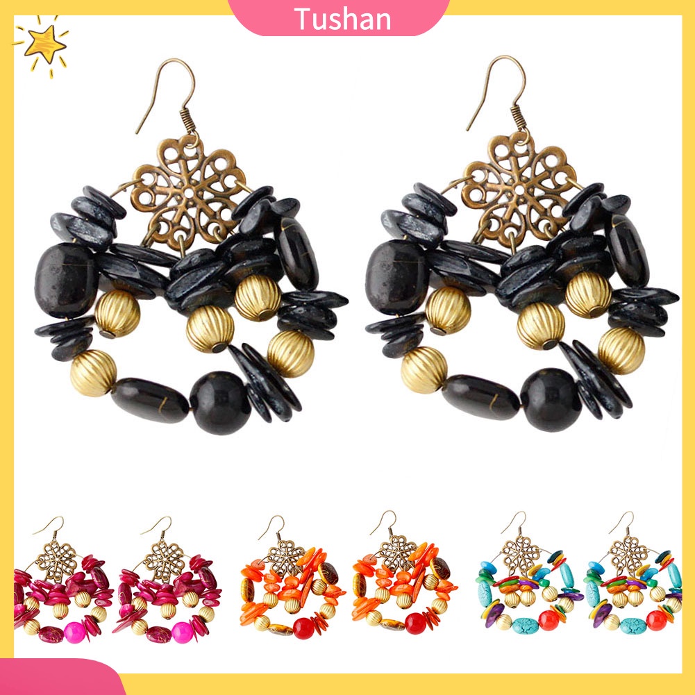 Bông tai dài nhiều màu sắc phong cách Bohemian