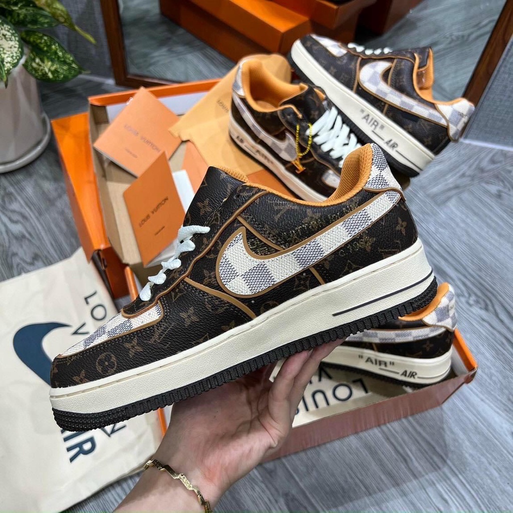 Giày thể thao AF1 LV Da Nâu Trắng + Các Màu  Giầy Air Force 1 Low Lvvv nam nữ cực chất hàng FullBoxBill