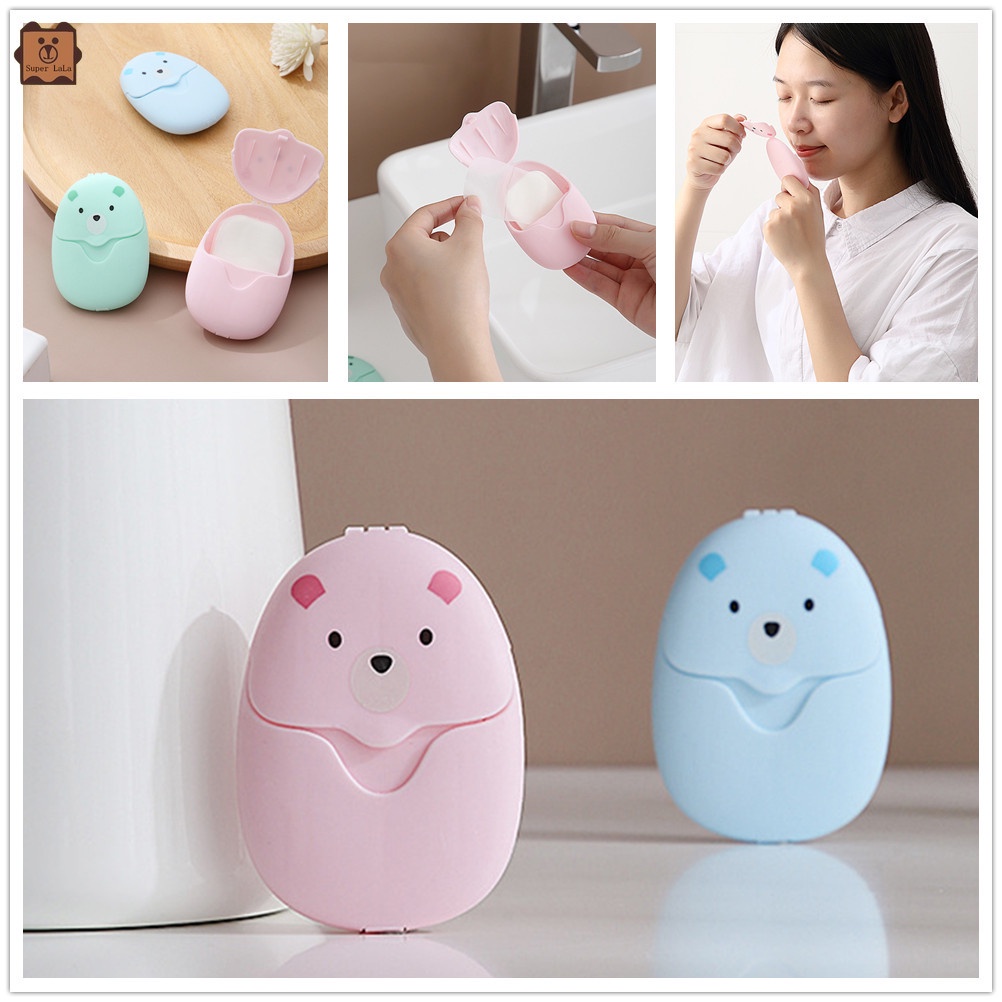 Xà phòng giấy hình gấu dễ thương nhỏ gọn dùng một lần