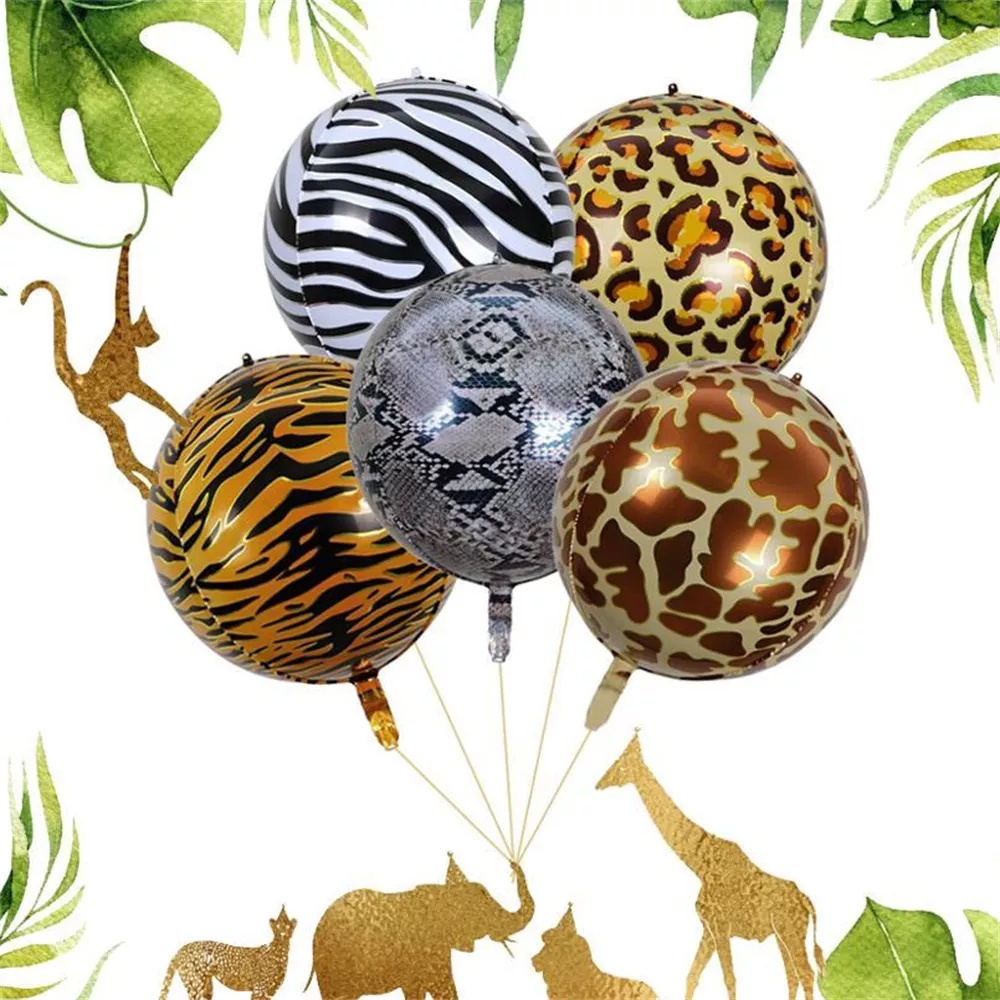 Bong bóng lá nhôm họa tiết kẻ sọc kiểu động vật dùng để trang trí tiệc sinh nhật