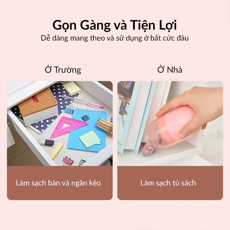 Máy Hút Bụi Mini Baseus C2 Desktop Capsule Vacuum Cleaner Nhỏ Gọn, Lực Hút Mạnh 1000Pa, Pin Sạc 900mAh, Màn Lọc 3 Lớp