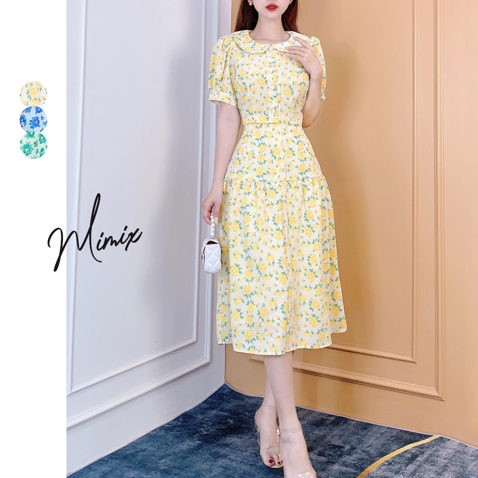 Set áo cổ sen kèm chân váy hoa nhí MIMIX CG3225