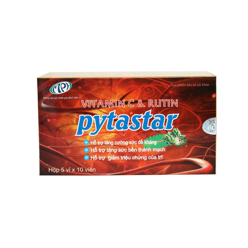 Vitamin C và Rutin PYTASTAR – Bổ sung Vitamin C & Rutin - Tăng cường sức đề kháng, tăng sức bền thành mạch. Hộp 50 viên.