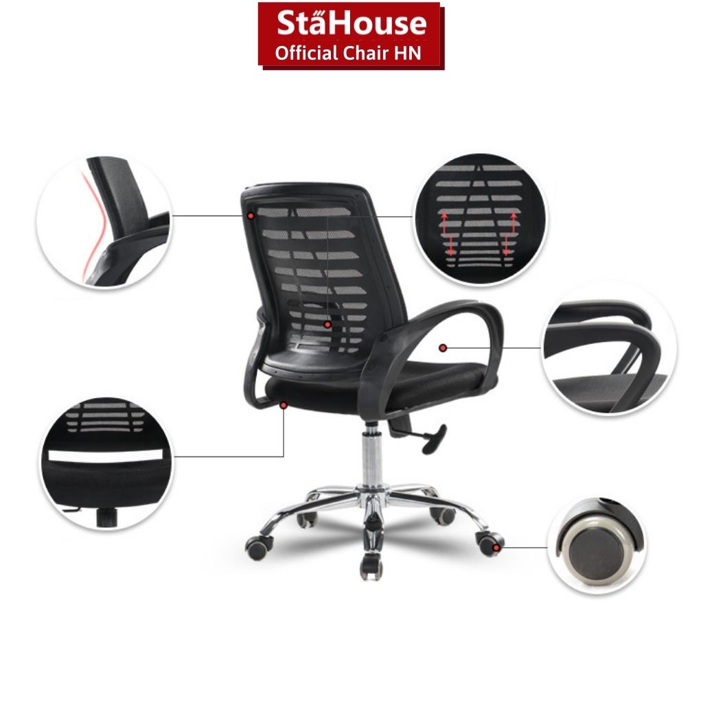 Ghế xoay văn phòng làm việc lưng A khung chắc chắn đệm êm GVP408 Stahouse Official Chair HN