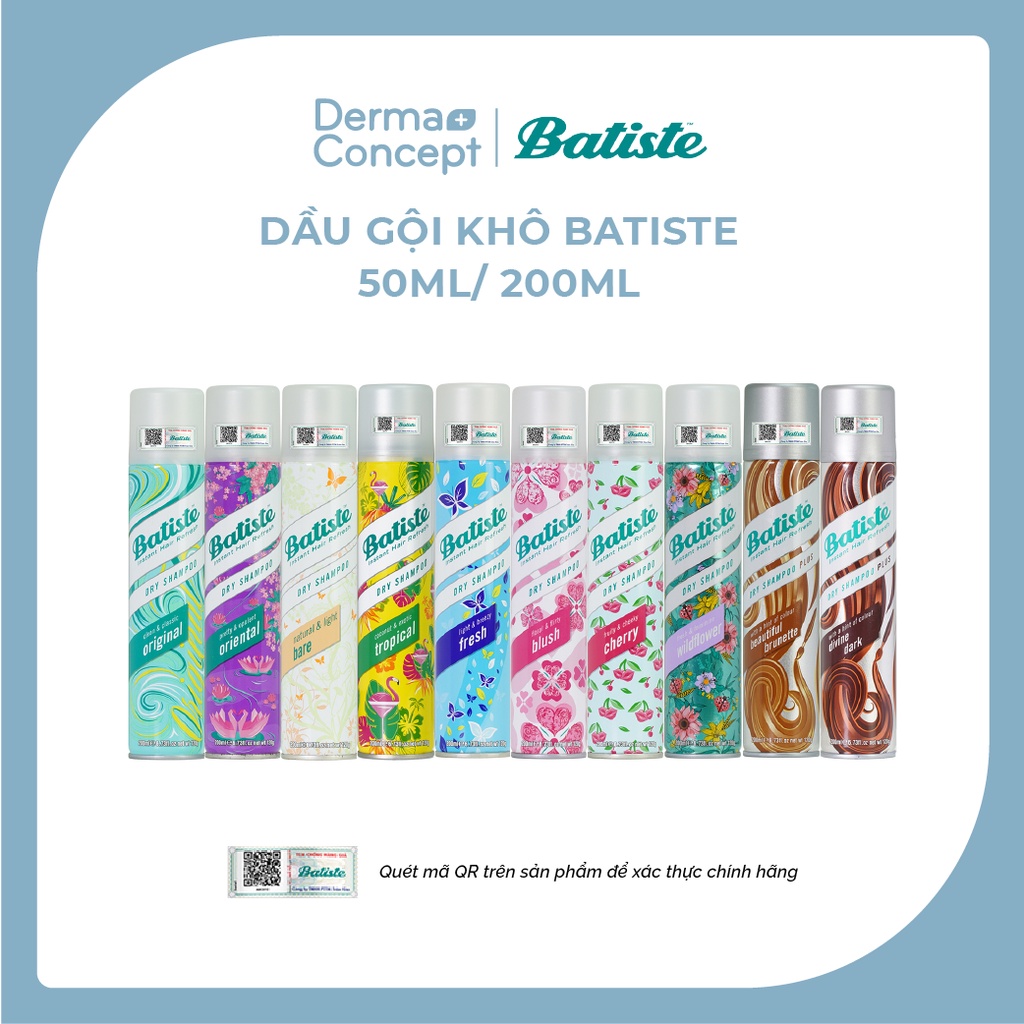 Dầu gội khô Batiste Dry Shampoo 50ml/ 200ml