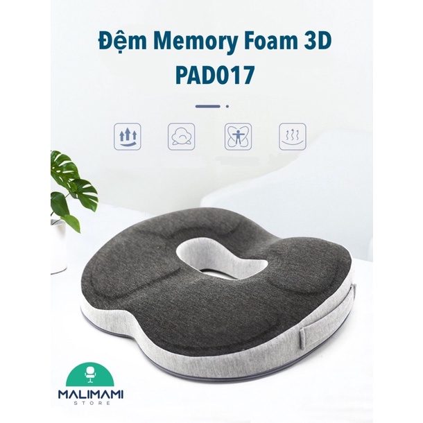 [Mẫu mới 2021] Đệm Tròn Memory Foam 3D dành cho Văn Phòng, Ô Tô, Người Đau Xương Cụt, Bệnh Trĩ - PAD017