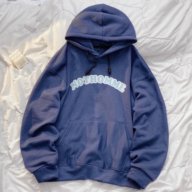 [ sẵn ] Áo Hoodie Dáng Rộng Xanh Đen NOTHOMME PQK (nam nữ mặc) | BigBuy360 - bigbuy360.vn