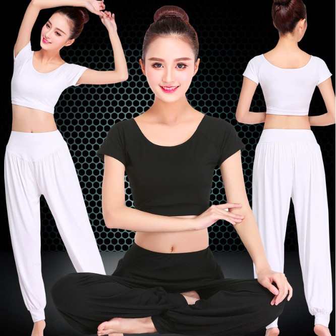 Bộ tập yoga alibaba múa bụng B01 áo croptop khoe bụng