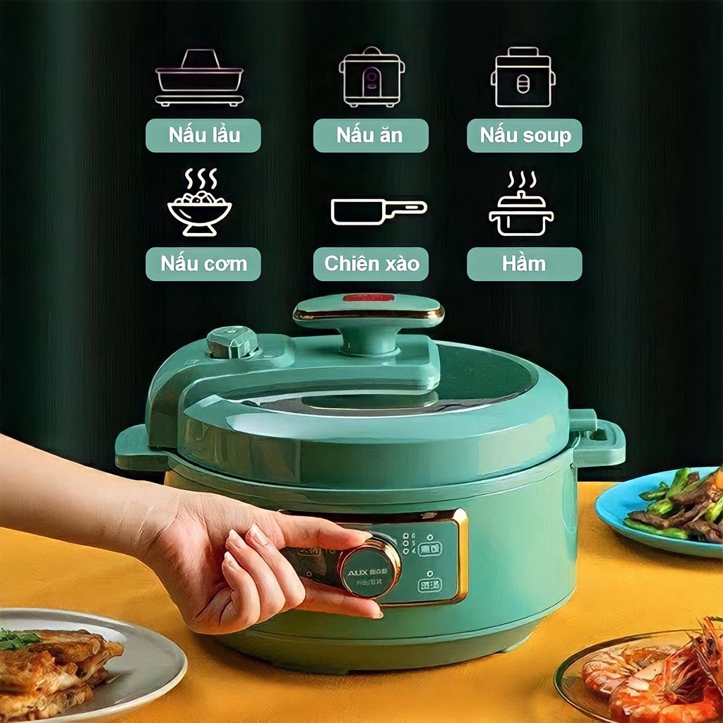 Nồi áp suất lẩu size to 3l nướng,hầm cháo, hầm xương củ quả, hầm thịt, đa năng, aux 3 lít