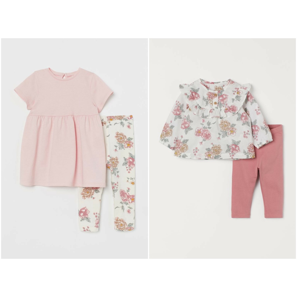 Set quần áo hồng hoa HM H&M_hàng chính hãng authentic