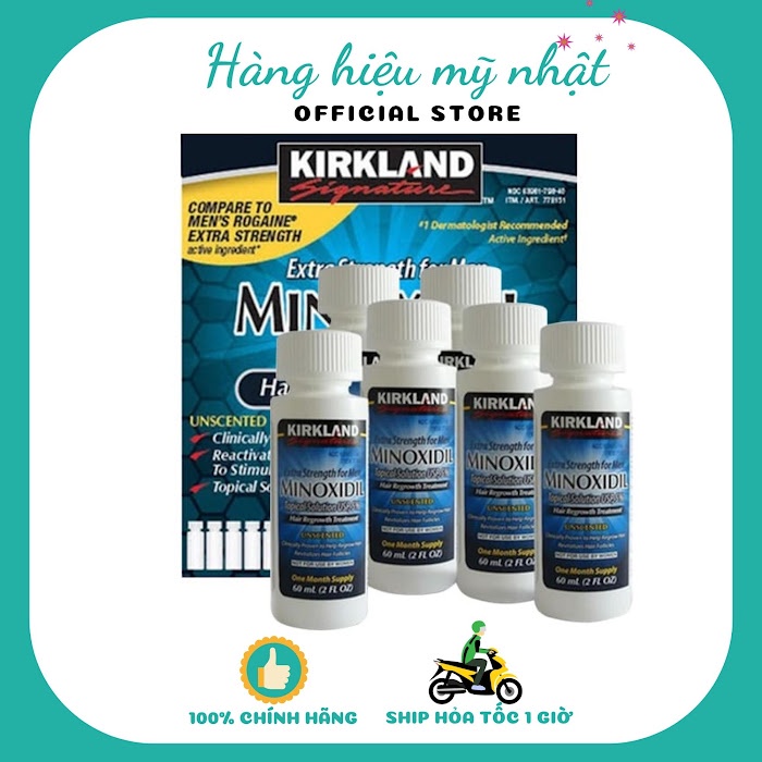Minoxidil 5% Kirkland Của Mỹ, Dung Dịch Mọc tóc hiệu quả (1 Hộp 6 Lọ)