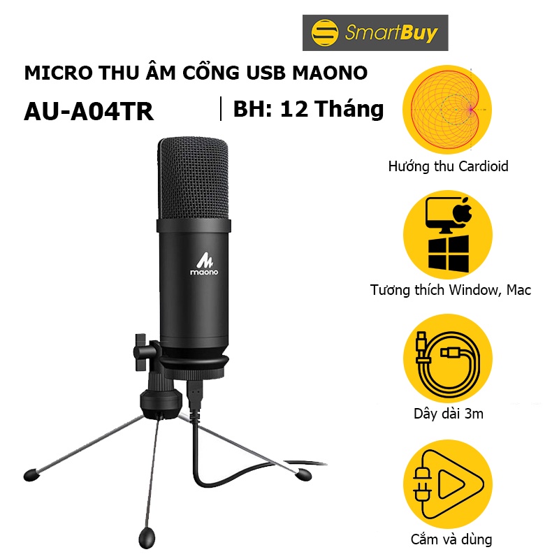 Micro thu âm USB MAONO AU-A04TR đơn giản dễ sử dụng - Hàng chính hãng