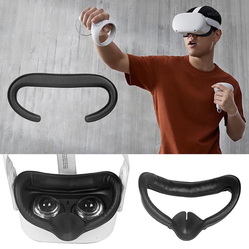 Mặt nạ mắt bằng da mềm chống mồ hôi có giá đỡ cho kính thực tế ảo Oculus Quest 2