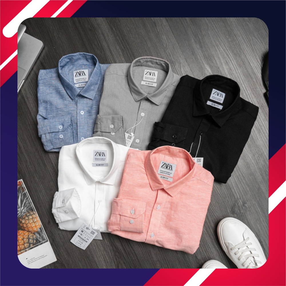 Áo sơ mi nam dài tay cổ bẻ vải linen cao cấp dày dặn mềm mịn không nhăn dáng ôm chuẩn form ASM04