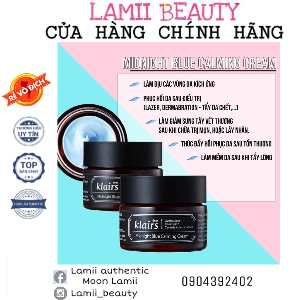 Kem dưỡng phục hồi KLAIRS Midnight Blue Calming Cream