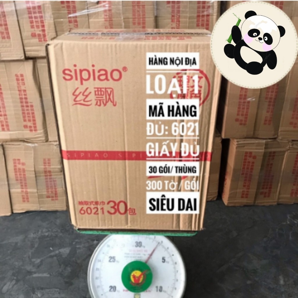 Giấy ăn gấu trúc thùng 30 gói 300 tờ siêu dai Sipiao hàng nội địa Trung
