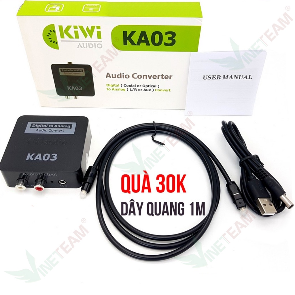Bộ chuyển quang âm thanh TV 4K quang optical sang audio AV ra amply + Cáp optical Kiwi KA03 -dc4657