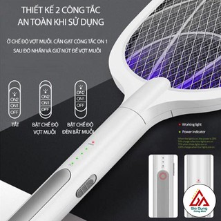Vợt bắt muỗi kiêm đèn bắt muỗi tự động multifunction electric mosquito swatter - Pin sạc cao cấp 1200 mah