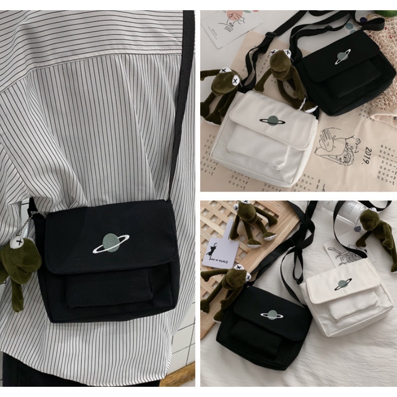 Túi đeo chéo messenger vải trơn hành tinh basic thời trang Hàn Quốc cho học sinh sinh viên #2