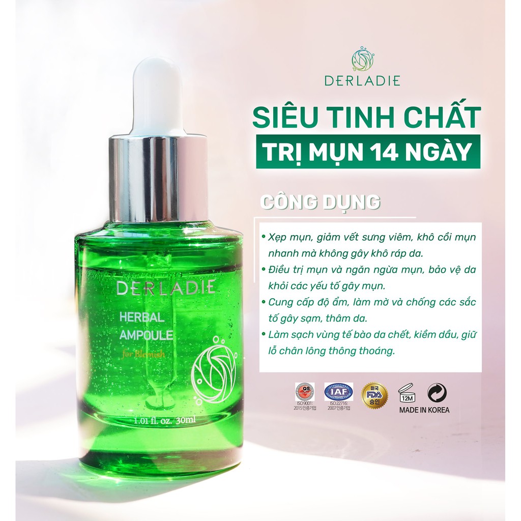 Tinh Chất Derladie Herbal Ampoule For Blemish (30ml)