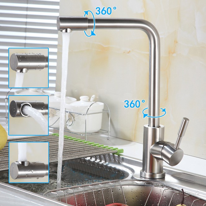 Bộ vòi rửa bát nóng lạnh inox 304 ZENTO - SUS5575