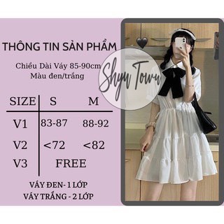 [KÈM VIDEO-ẢNH THẬT] Đầm công chúa xinh xắn 2 lớp tay phồng dáng xoè màu trắng đính nơ, Váy babydoll nữ -ShynCloset | BigBuy360 - bigbuy360.vn