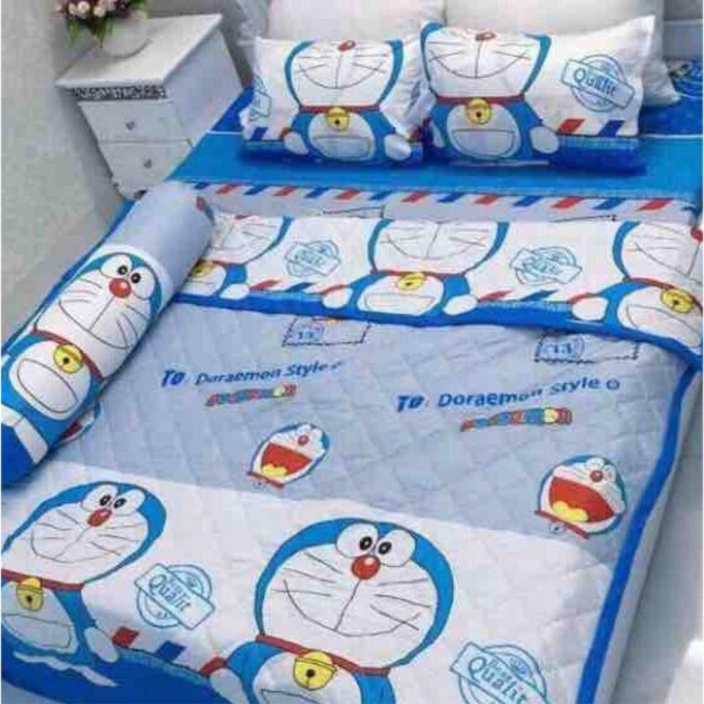 TRỌN BỘ CHĂN GA GỐI COMBO 5 MÓN ( 1 Drap + 2 Vỏ Gối Nằm + 1 Chăn Hè + 1 Vỏ Gối Ôm ) ĐÔREMON THƯ - DRAP RA 5 MÓN DOREMON | BigBuy360 - bigbuy360.vn