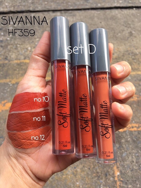 Set Son Kem Lì 3 Cây Sivanna 3 Colors Soft Matte Lip Cream Set HF359