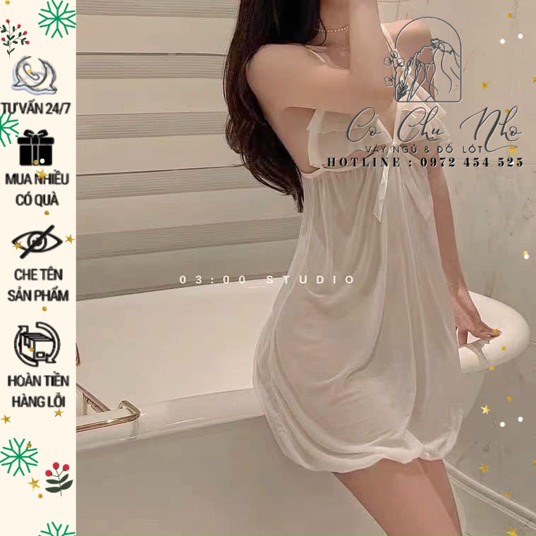 [LL605] Váy ngủ sexy gợi cảm ren xuyên thấu tặng kèm chíp - cochunhoquan11