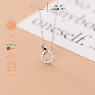 Dây chuyền bạc nữ vòng tròn đôi đơn giản cá tính, vòng cổ bạc nữ double circle Gem silver