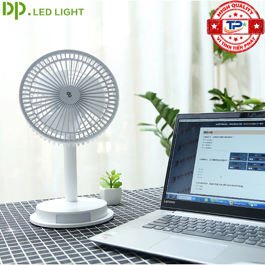 Quạt sạc tích điện DP DP-7627 / DP-1434 tích hợp đèn LED chiếu sáng - loại quạt lớn gió rất mạnh