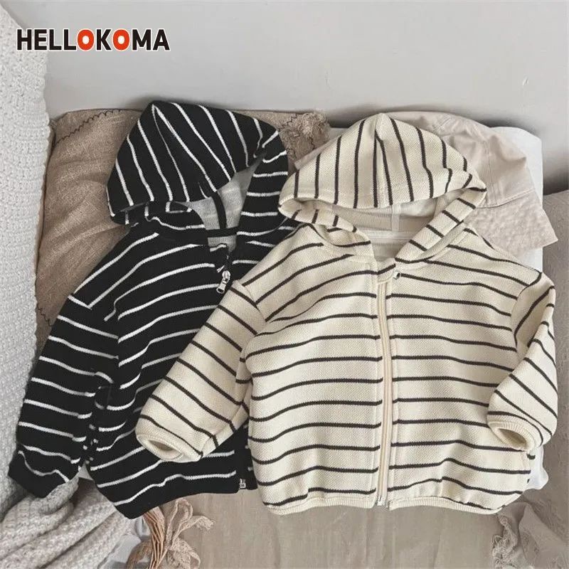 Áo Khoác Cardigan Có Nón Tay Dài Phong Cách Hàn Quốc Thời Trang Xuân Thu Cho Bé Gái