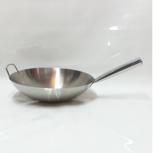 Chảo Thép Chống dính tay Cầm Inox Loại Màu Trắng Size 24cm ( dùng cho nhà hàng )