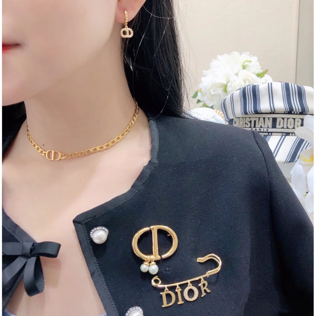 Ghim cài áo mạ bạc 925 hình chữ CD kiểu dáng thời trang