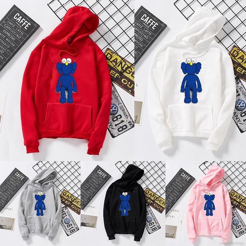 Áo hoodie nỉ bông KAWS xanh tay dài unisex