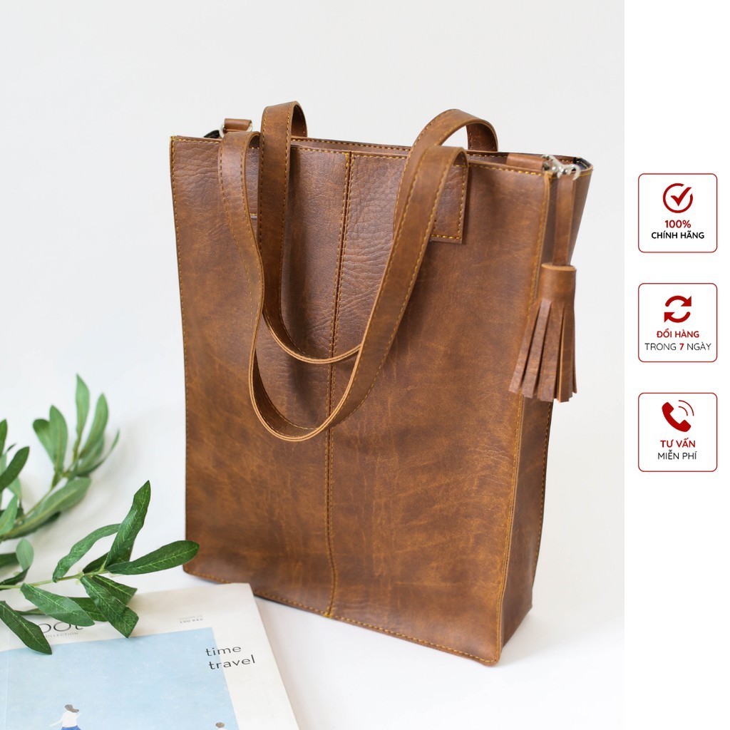 Túi Tote form vuông Da cho Nữ CINN Bags xách tay đeo chéo phù hợp công sở đi học cỡ lớn vừa A4