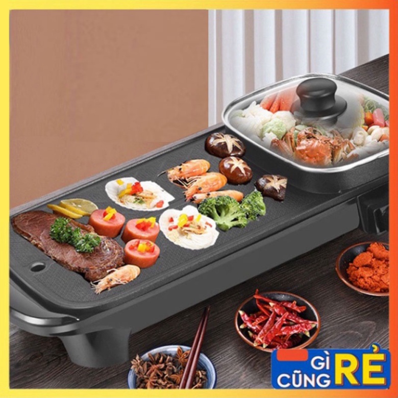 Nồi lẩu nướng 2 in 1 Lớn , bếp lẩu nướng 2 ngăn đa năng