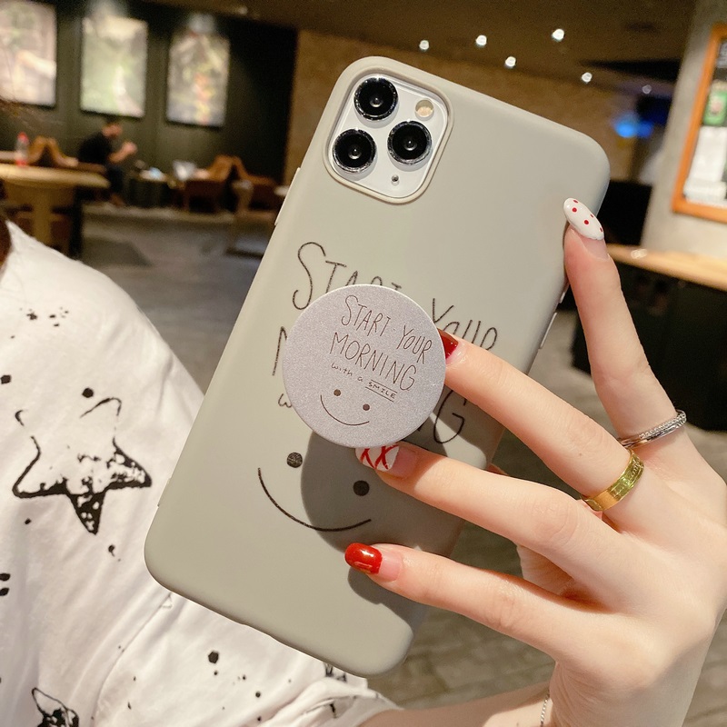 Case OPPO A53 A33 A52 A92 A31 A91 A5 A9 2020 A7 A5S A12 AX7 A1K A3S A12e F1S F11 Pro F9 F7 F5 Youth A83 A71 A39 A57 F3 Lite A37 A37F Reno 3 4 2F 2Z  Soft TPU Phone Case Popsocket Motif Enjoy Smile