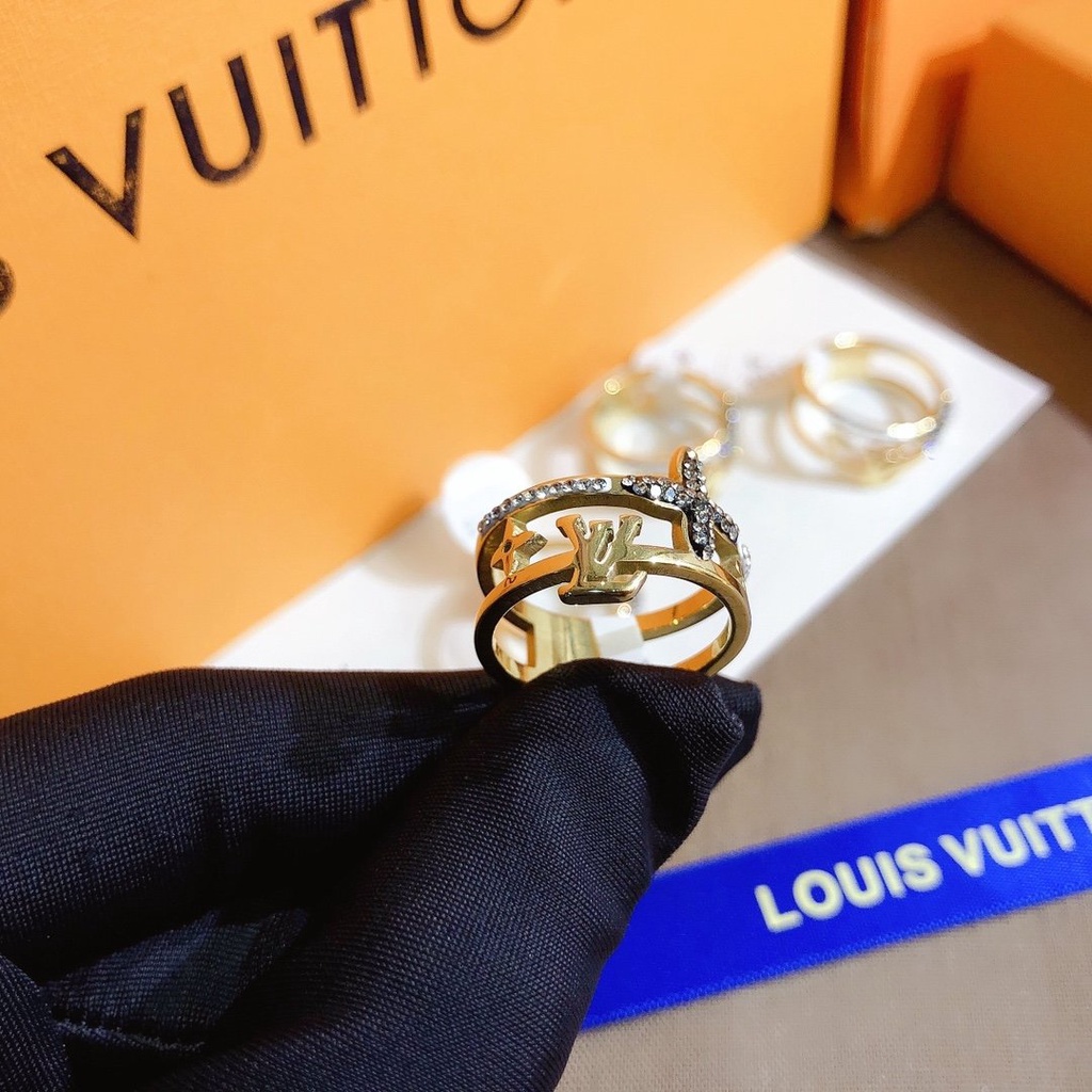 Nhẫn Louis Vuitton Phong Cách Hàn Quốc Đơn Giản Mạ Vàng / Bạc 925 Dành Cho Nữ