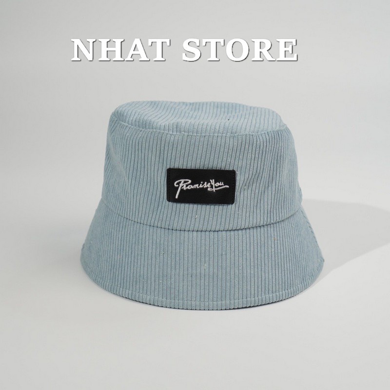Mũ bucket Hàn Quốc, nón nữ vành tròn vải nhung Nhat Store