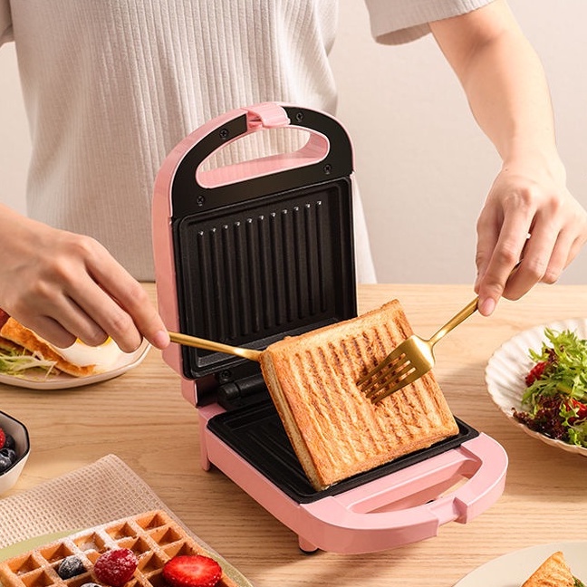 Máy nướng bánh mì kẹp Sandwich rán trứng làm đồ ăn sáng nướng thịt 2 mặt thiết kế chống bỏng an toàn