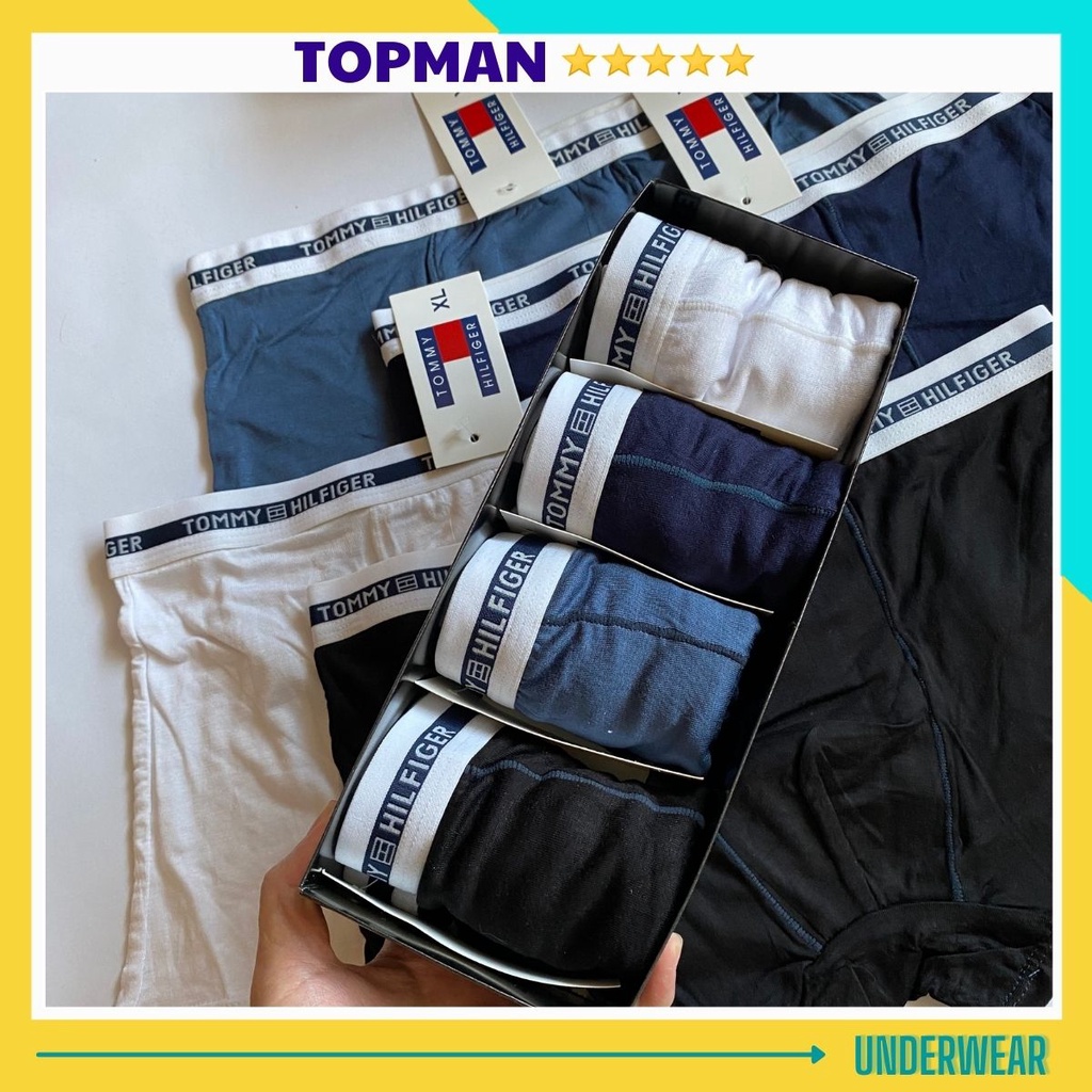Combo 4 quần sịp đùi nam cotton kháng khuẩn, quần lót nam boxer sexy cao cấp | TOPMAN