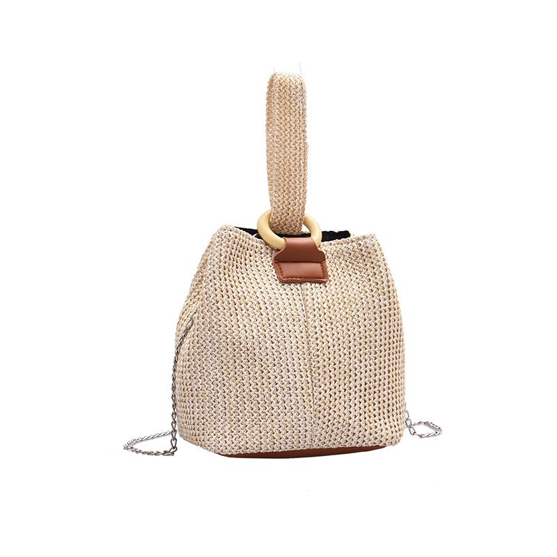 Túi Cói Xô Đi Biển Phối Quai Đeo Cổ Tay Cực Chất Style Hàn