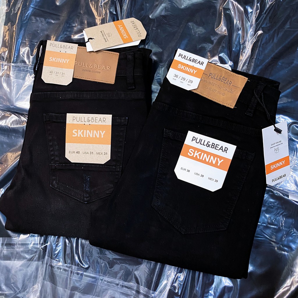 JEANS ĐEN NAM P & BEAR TRƠN VÀ RÁCH | BigBuy360 - bigbuy360.vn