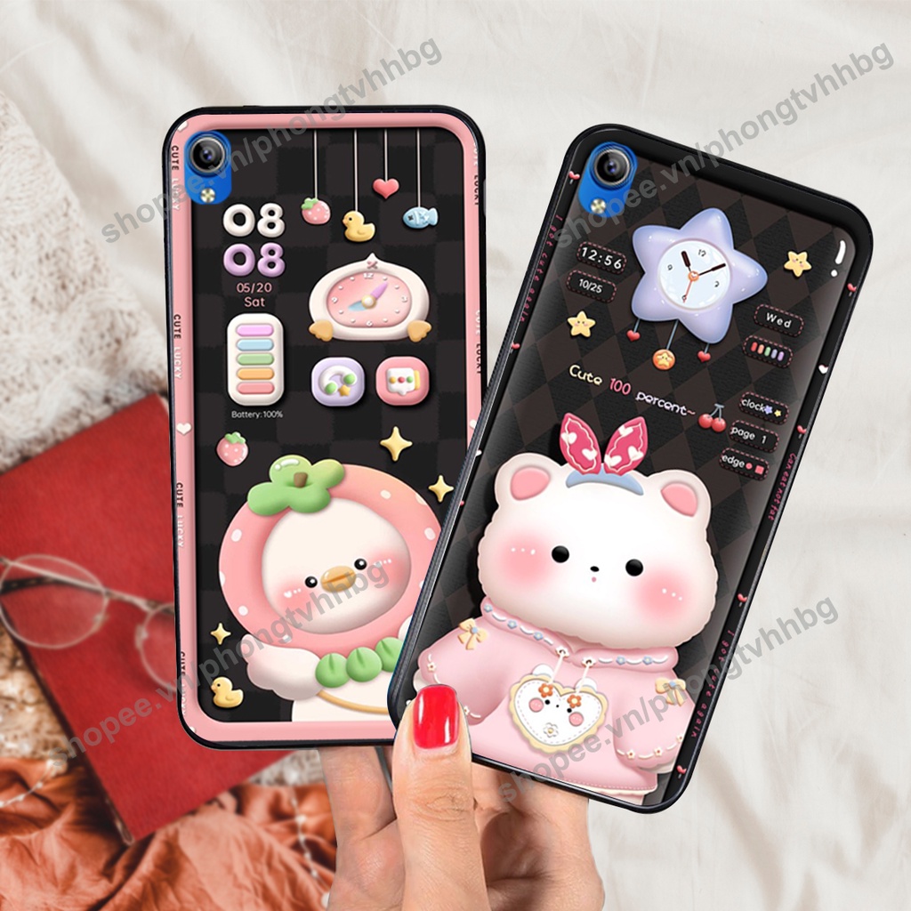 Ốp lưng Vivo Y1S / Y91 / Y91c / Y93 / Y95 gấu,thỏ trắng , đồng hồ dễ thương cute cực đẹp