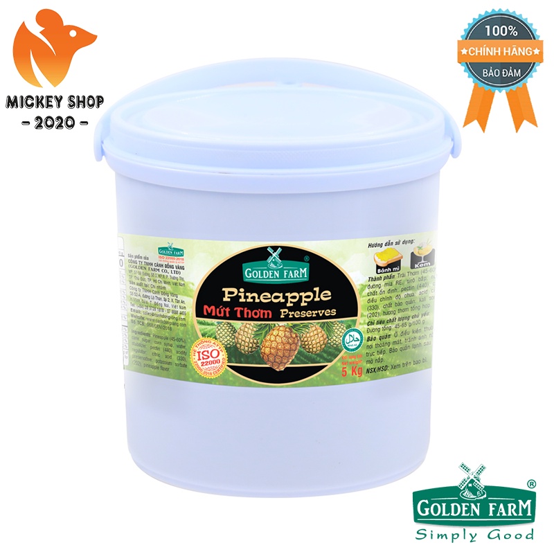 [ MUA NHIỀU ] MỨT GOLDEN FARM HỘP 5KG CÁC HƯƠNG: Dâu ,  Cam , Khúc Bồn Tử , Nho , Thơm , Dâu Tằm