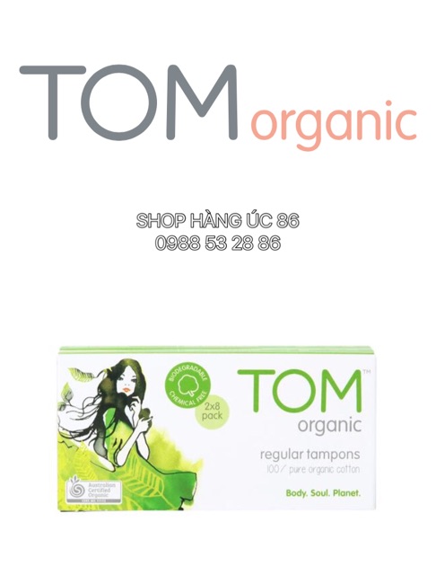 Băng vệ sinh dạng Tampon TOM Organic Regular Tampons (2x8 pack)